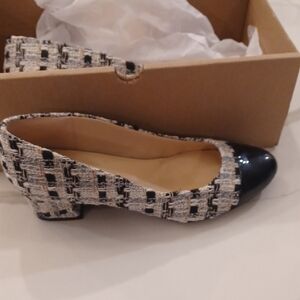 EASY SPIRIT LIBIE BLACK WHITE TWEED WOMEN'S SZ 8 HEEL SLIP ON SHOES NIB